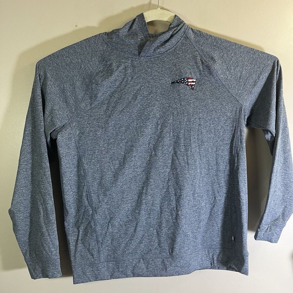 New England Patriots Flying Elvis Hooded Lighweight Sweatshirt Gray Men Large